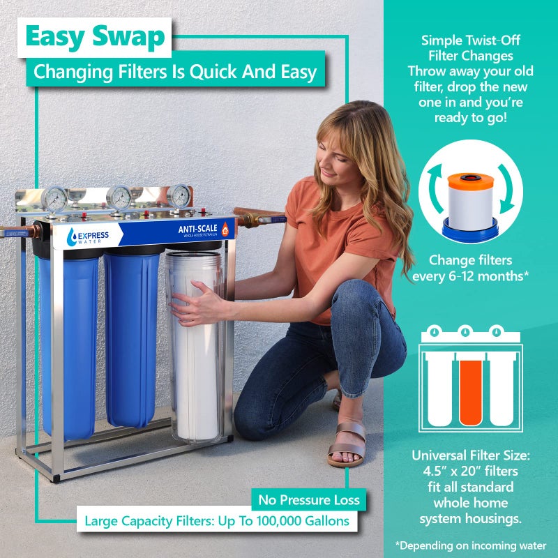 Express Water â€“ Polyphosphate Anti-Scale Water Replacement Filter â€“ Whole House Replacement Water Filter â€“ PHO High Capacity Water Filter â€“ 4.5â€ x 20â€ inch - Image 4